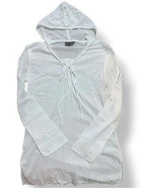 Athleta White Lightweight Hooded Swim Coverup